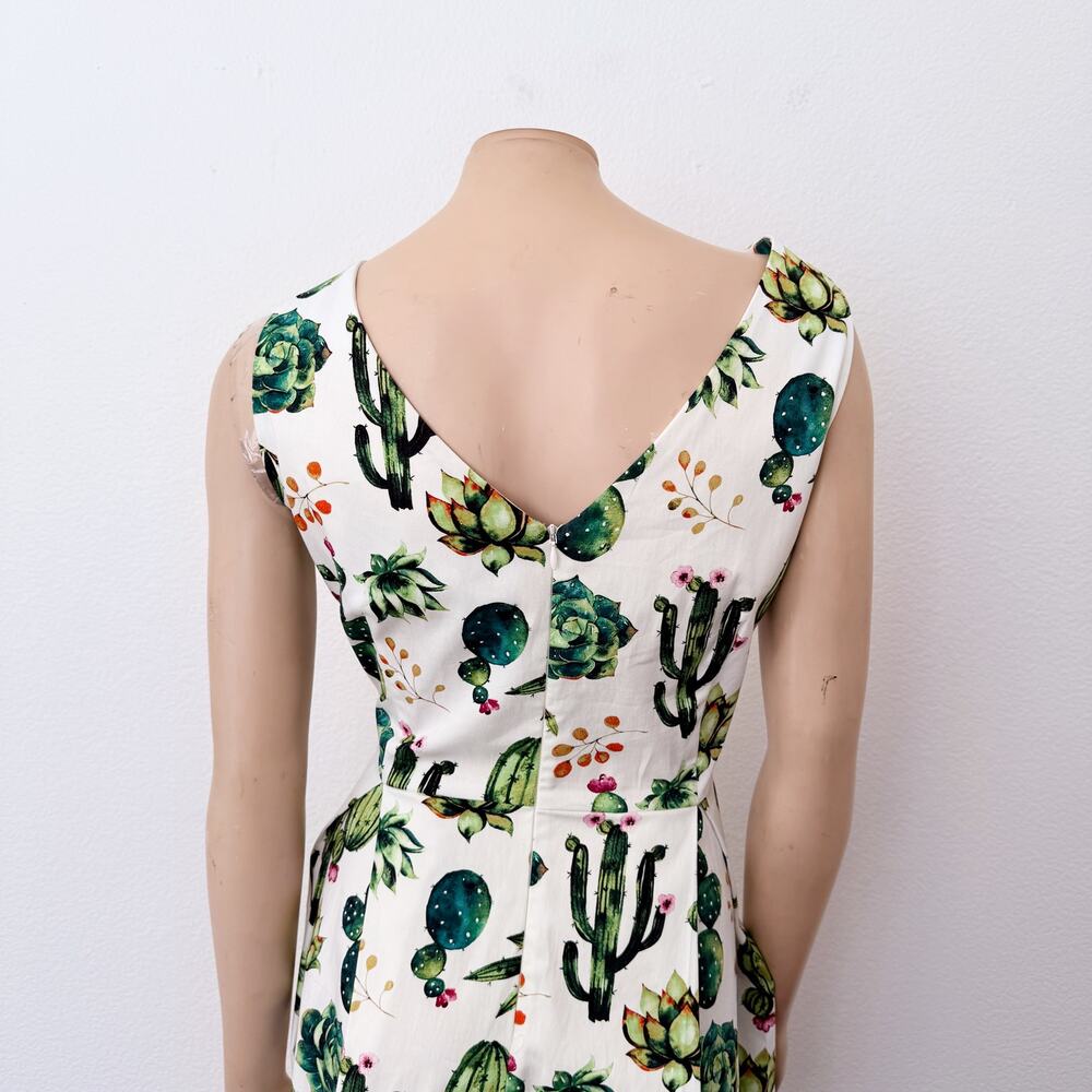 [Modcloth] Ixia Dashing Darling Succulent Cactus Retro A-Line Midi Dress Size 1X - Picture 5 of 12